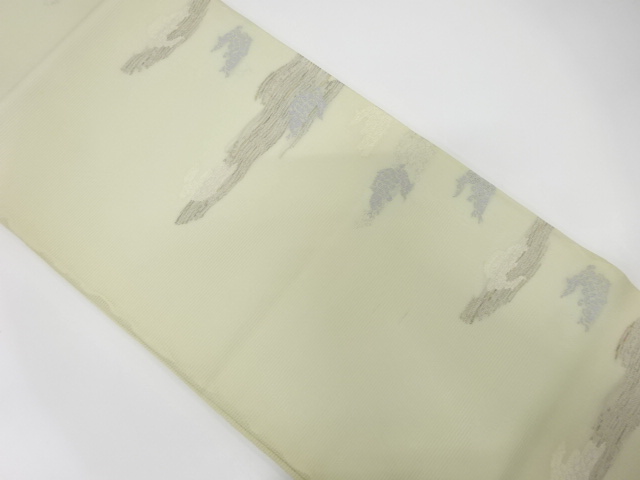 JAPANESE KIMONO / ANTIQUE FUKURO OBI FOR SUMMER / SILK / WOVEN RUGGED SHORE